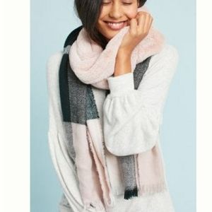 Anthropologie Northbound Faux Fur/Windowpane Plaid Combo Scarf